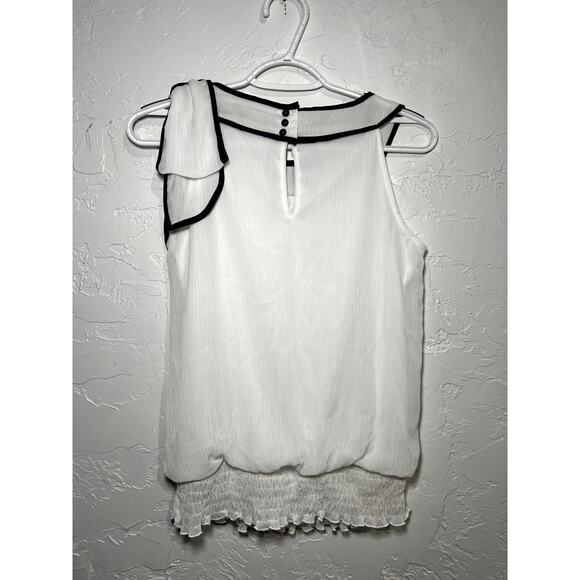 BCX‎ white cinched bottom bow tank top blouse womens medium preppy corpcore - Picture 6 of 7